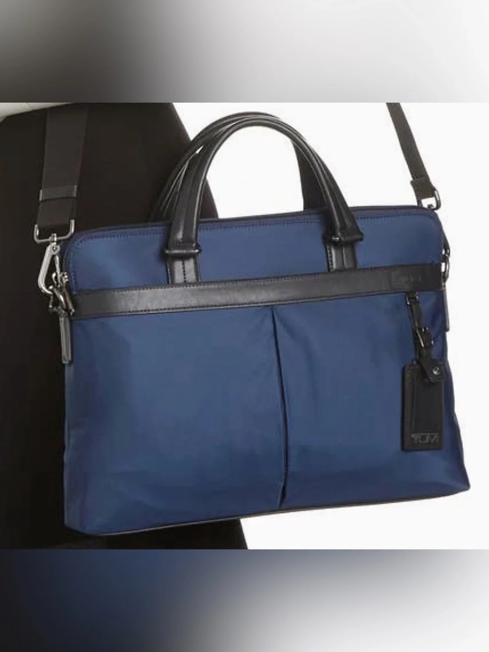 Tumi Navy and Black Laptop Briefcase with Shoulder Strap